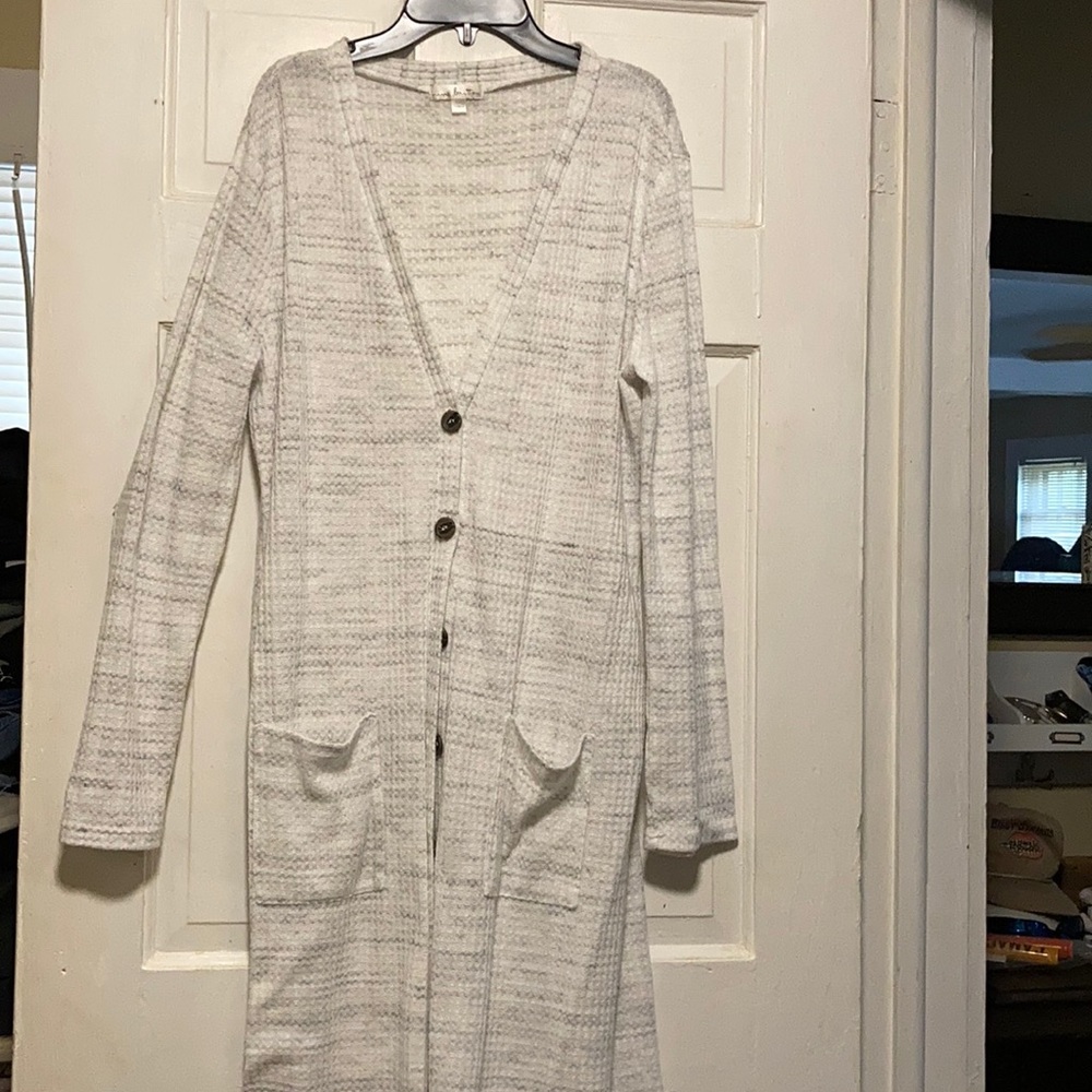 Long white/gray cardigan